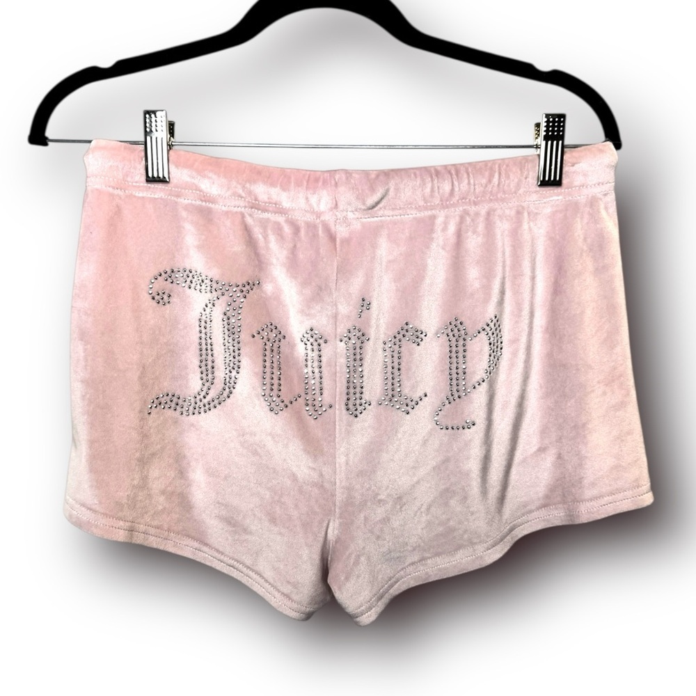 Juicy Couture Size S Y2K Light Pink Blush Velour Rhinestone Loungewear Shorts